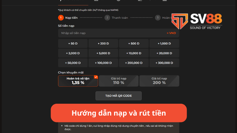 Hướng dẫn nạp và rút tiền