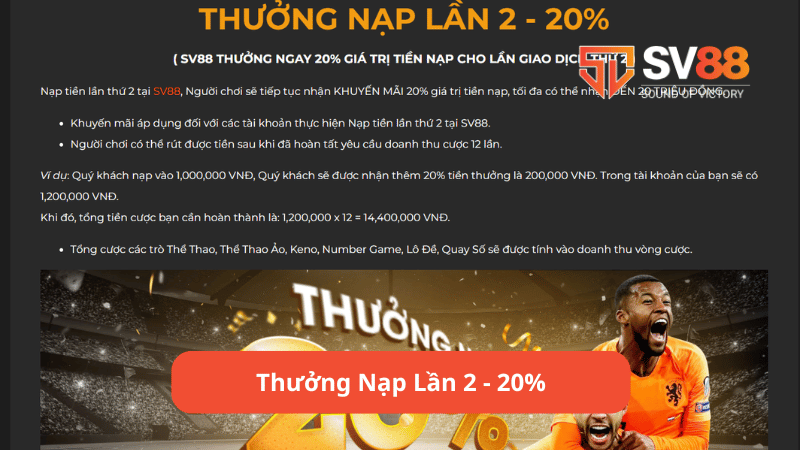 Thưởng Nạp Lần 2 - 20%